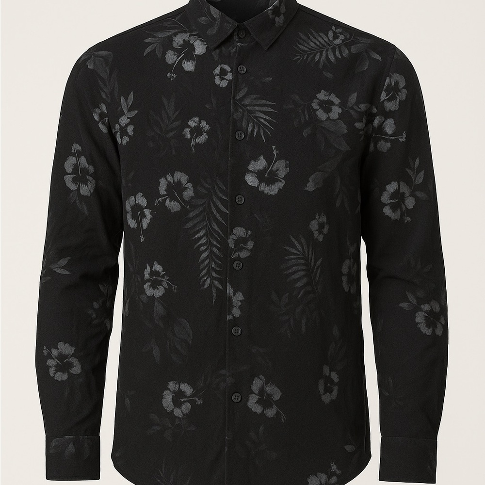 Men’s Floral Black Shirt